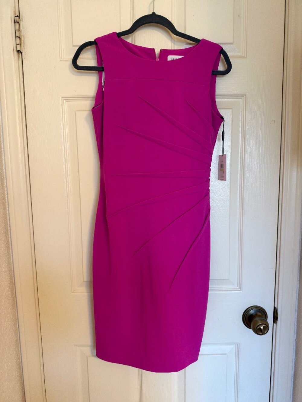 Calvin Klein Starburst Sleeveless Fuchsia Pink Sheath Dress Size 4